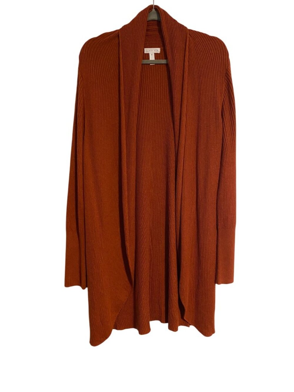 Leith Women’s XL Rust Orange Cardigan Long Line Sweater Long Sleeve Lagenlook